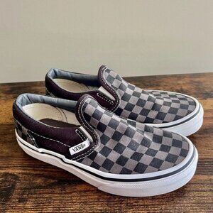 Vans Black Grey Classic Checkerboard Slip On Shoes Size 1.0 Unisex
